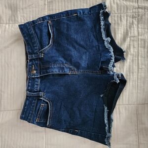 Denim Frayed Hem Women's Shorts